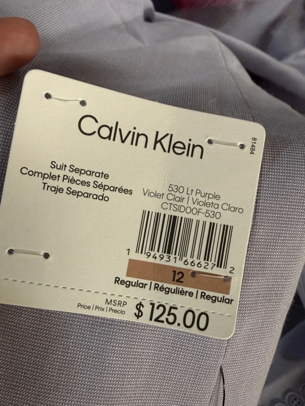 Calvin Klein Slim Fit Big Boys Stretch Tick-Weave Suit Jacket Light Purple